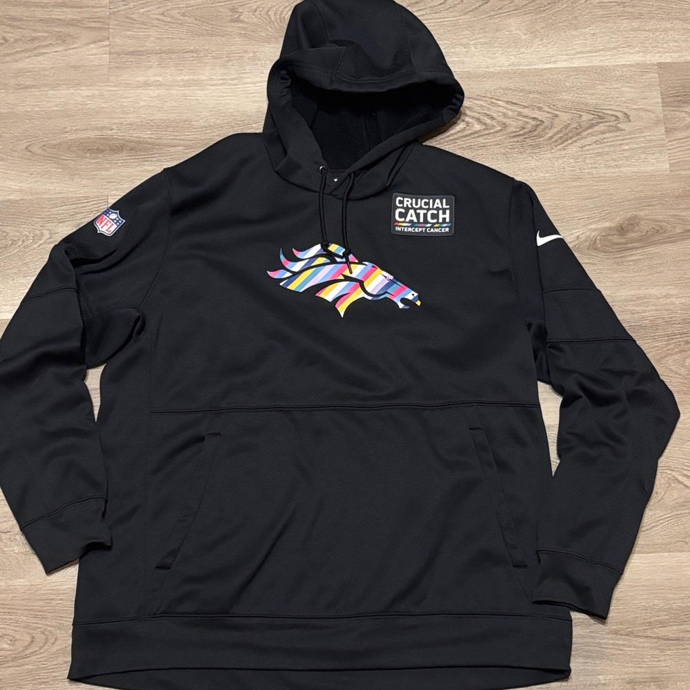 Nike Denver Broncos Crucial Catch Intercept Cancer On-field Coach Issued Hoodie